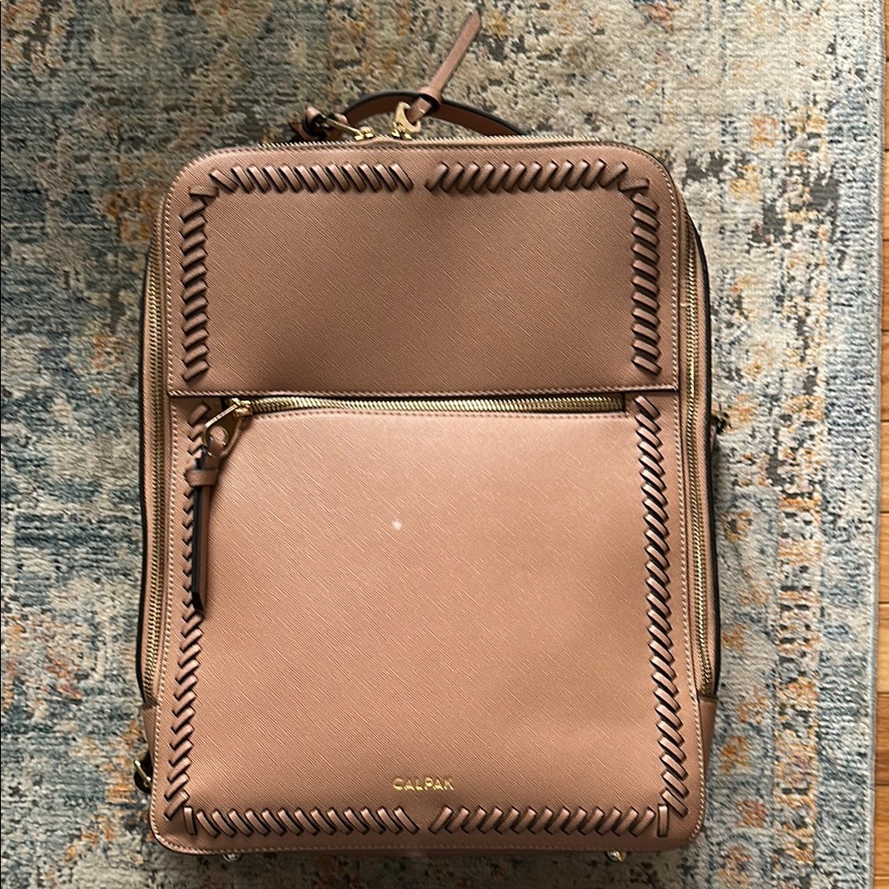 Calpak Tan Backpack with Whipstitch Detailing